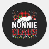 Christmas Lights Nonnie Claus Family Matching Xmas Ronde Sticker (Voorkant)
