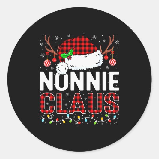 Christmas Lights Nonnie Claus Family Matching Xmas Ronde Sticker (Voorkant)