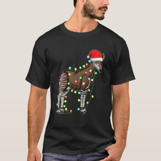 Christmas Lights Okapi Lover Funny Xmas Holiday T-shirt