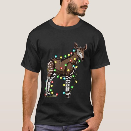 Christmas Lights Okapi  Xmas Holiday T-shirt (Voorkant)