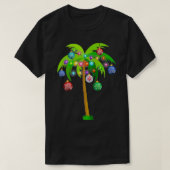 Christmas Lights Palm Tree Funny Hawaii Beach Trop T-shirt (Design voorkant)