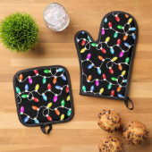 Christmas Lights Pattern Ovenwant & Pannenlap Set (Top down)