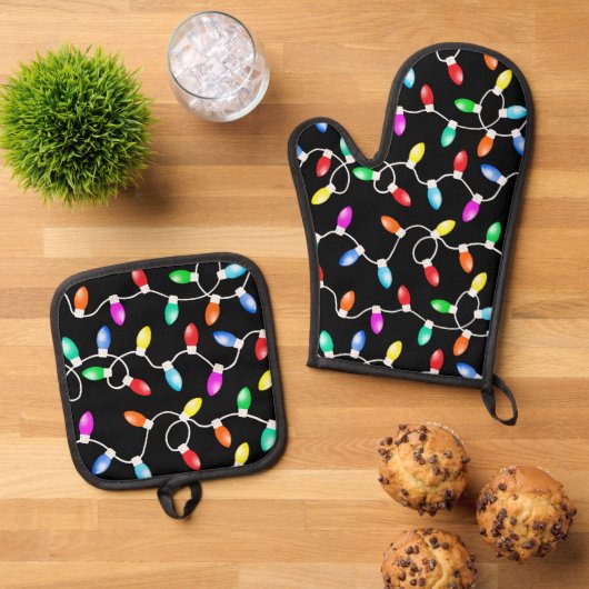 Christmas Lights Pattern Ovenwant & Pannenlap Set (Top down)