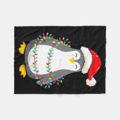 Christmas Lights Penguin Wearing Xmas Hat - Pengui Fleece Deken (Voorkant (Horizontaal))