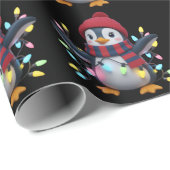 Christmas Lights Penguin Wearing Xmas Hat Penguins Cadeaupapier (Rol Hoek)
