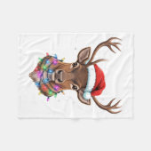 Christmas Lights Reindeer Santa Hat Cute Xmas Paja Fleece Deken (Voorkant (Horizontaal))