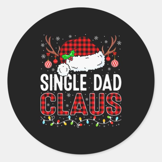Christmas Lights Single Dad Claus Family Matching Ronde Sticker (Voorkant)