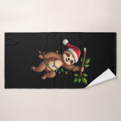 Christmas Lights Sloth Wearing Xmas Hat - Sloth Lo Badhanddoek (Badhanddoek)