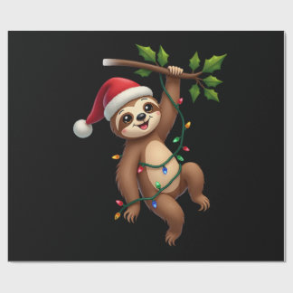 Christmas Lights Sloth Wearing Xmas Hat - Sloth Lo Cadeaupapier