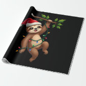 Christmas Lights Sloth Wearing Xmas Hat - Sloth Lo Cadeaupapier (Uitgerold)