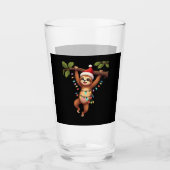 Christmas Lights Sloth Wearing Xmas Hat - Sloth Lo Glas (Voorkant)