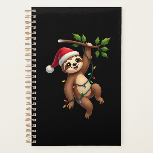 Christmas Lights Sloth Wearing Xmas Hat - Sloth Lo Planner (Voorkant)