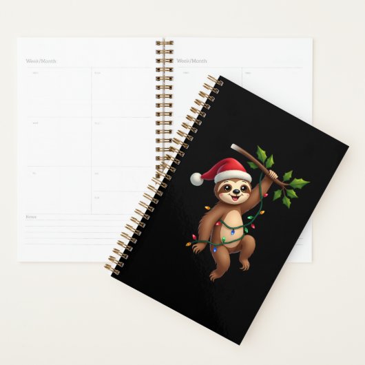 Christmas Lights Sloth Wearing Xmas Hat - Sloth Lo Planner (Display)