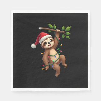 Christmas Lights Sloth Wearing Xmas Hat - Sloth Lo Servet