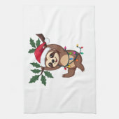 Christmas Lights Sloth Wearing Xmas Hat - Sloth Lo Theedoek (Verticaal)