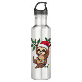 Christmas Lights Sloth Wearing Xmas Hat - Sloth Lo Waterfles (Voorkant)