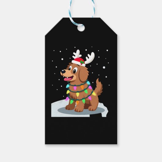 Christmas Lights Soft Coated Wheaten Terrier Dog T Cadeaulabel (Voorkant)