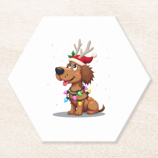 Christmas Lights Soft Coated Wheaten Terrier Dog T Kartonnen Onderzetters (Voorkant)