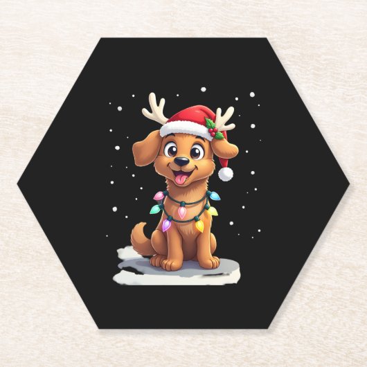 Christmas Lights Soft Coated Wheaten Terrier Dog T Kartonnen Onderzetters (Voorkant)