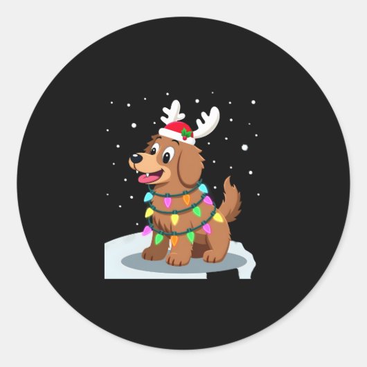 Christmas Lights Soft Coated Wheaten Terrier Dog T Ronde Sticker (Voorkant)