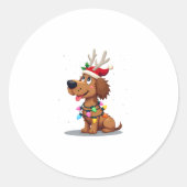 Christmas Lights Soft Coated Wheaten Terrier Dog T Ronde Sticker (Voorkant)