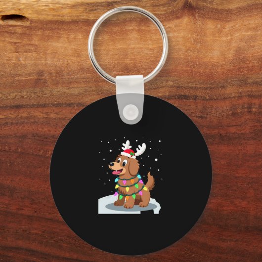 Christmas Lights Soft Coated Wheaten Terrier Dog T Sleutelhanger (Voorkant)