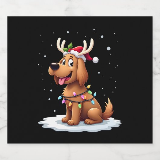 Christmas Lights Soft Coated Wheaten Terrier Dog T Sparkling Wijnetiket (Enkel label)