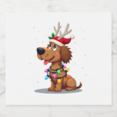 Christmas Lights Soft Coated Wheaten Terrier Dog T Sparkling Wijnetiket (Enkel label)