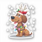 Christmas Lights Soft Coated Wheaten Terrier Dog T Sticker (Voorkant)