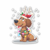 Christmas Lights Soft Coated Wheaten Terrier Dog T Sticker (Voorkant)