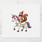 Christmas Lights Squirrel Riding Unicorn T-Shirt ( Sparkling Wijnetiket (Enkel label)