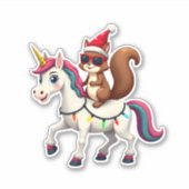 Christmas Lights Squirrel Riding Unicorn T-Shirt ( Sticker (Voorkant)