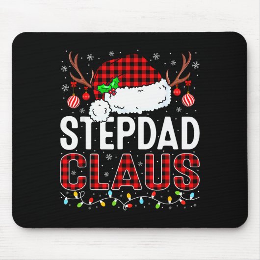 Christmas Lights Stepdad Claus Family Matching Xma Muismat (Voorkant)