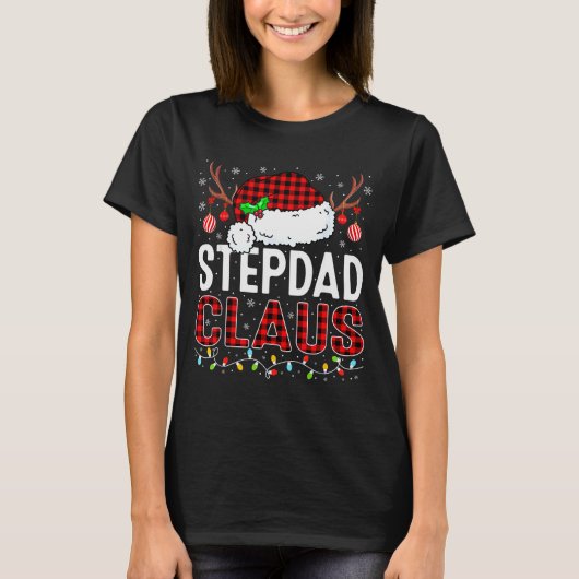 Christmas Lights Stepdad Claus Family Matching Xma T-shirt (Voorkant)