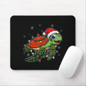 Christmas Lights Turtle Wearing Xmas Hat - Lover  Muismat (Met muis)