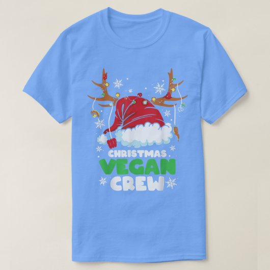 Christmas Lights Vegan Crew Vegetarian Reindeer Sa T-shirt (Design voorkant)