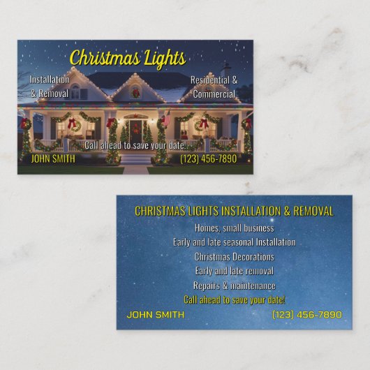 Christmas Lights Visitekaartjes (Voorkant / Achterkant)