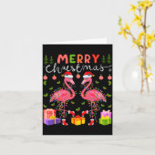 Christmas Lights Xmas Flamingo Lover Santa Hat Fla Kaart (Gele Bloem)