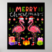 Christmas Lights Xmas Flamingo Lover Santa Hat Fla Poster (Voorkant)