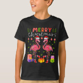 Christmas Lights Xmas Flamingo Lover Santa Hat Fla T-shirt (Voorkant)