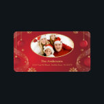 CHristmas Lijst FOTO Retouradres Label<br><div class="desc">Kleed je enveloppen, kerstkaarten, kerstfeestuitnodigingen aan & dank je briefkaarten met onze kerstbal foto lijst retour adreslabels! Dit retouradreslabel heeft een lijst op een rode achtergrond met rode kerstballen en gouden accenten. De perfecte finishing touch voor uw enveloppen! Bezoek ons op www.celebrateitholidays.com. om onze hele lijn van vakantie een van...</div>