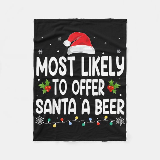 Christmas Likely Offer Santa A Beer Funny Drinking Fleece Deken (Voorkant)
