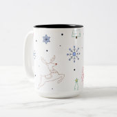 Christmas Line Art Minimalist Modern Tweekleurige Koffiemok (Voorkant links)