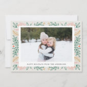 Christmas Line Art Tweezijdige Familiefoto Feestdagenkaart (Voorkant)