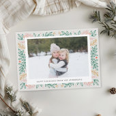 Christmas Line Art Tweezijdige Familiefoto Feestdagenkaart