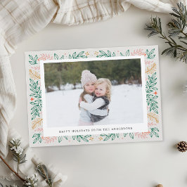 Christmas Line Art Tweezijdige Familiefoto Feestdagenkaart