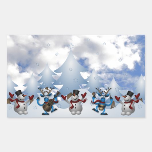 Christmas Line Dance Rechthoekige Sticker (Voorkant)