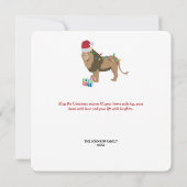 Christmas Lion Funny Animal met Santa Hat Kaart (Achterkant)