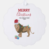 Christmas Lion Funny Animal met Santa Hat Kaart (Achterkant)