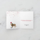 Christmas Lion Funny Animal met Santa Hat Kaart (Binnen)
